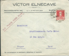 ARGENTINE LETTRE 5c PAR BATEAU VAPEUR  BUENOS AIRES POUR LYON ( RHONE ) DE 1931 LETTRE COVER - Brieven En Documenten