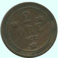 2 ORE 1877 SCHWEDEN SWEDEN Münze #AC928.2.D.A - Svezia