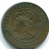 1/10 GULDEN 1869 NETHERLANDS EAST INDIES INDONESIA Copper Colonial Coin #S10056.U.A - Nederlands-Indië