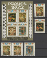 Togo 1972 Paintings Botticelli, Mantegna Etc., Easter Set Of 5 + S/s MNH - Religious