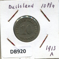 10 PFENNIG 1913 A DEUTSCHLAND Münze GERMANY #DB920.D.A - 10 Pfennig