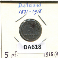 5 PFENNIG 1918 A GERMANY Coin #DA618.2.U.A - 5 Rentenpfennig & 5 Reichspfennig