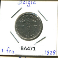 1 FRANC 1928 DUTCH Text BELGIQUE BELGIUM Pièce #BA471.F.A - 1 Franc