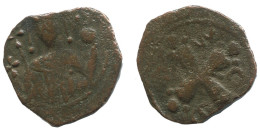 JESUS CHRIST ANONYMOUS CROSS FOLLIS BYZANTINISCHE Münze  2.2g/18m #AF793.12.D.A - Byzantinische Münzen