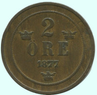 2 ORE 1877 SWEDEN Coin #AC910.2.U.A - Schweden