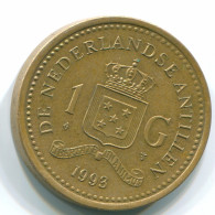 1 GULDEN 1993 NIEDERLÄNDISCHE ANTILLEN Aureate Steel Koloniale Münze #S12159.D.A - Netherlands Antilles