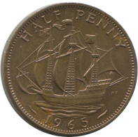 HALF PENNY 1965 UK GBAN BRETAÑA GREAT BRITAIN Moneda #AG839.1.E.A - C. 1/2 Penny