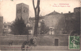 FR66 PERPIGNAN - Brun 614 - Clocher Et église La Réal - Animée - Belle - Perpignan