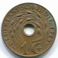 1 CENT 1945 P NIEDERLANDE OSTINDIEN INDONESISCH Koloniale Münze #S10327.D.A - Nederlands-Indië