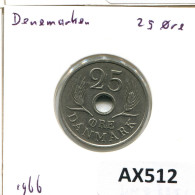 25 ORE 1966 DANEMARK DENMARK Münze Frederik IX #AX512.D.A - Danemark