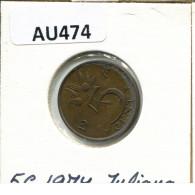 5 CENTS 1974 NEERLANDÉS NETHERLANDS Moneda #AU474.E.A - 1948-1980: Juliana