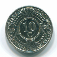 10 CENTS 1991 ANTILLAS NEERLANDESAS Nickel Colonial Moneda #S11346.E.A - Niederländische Antillen