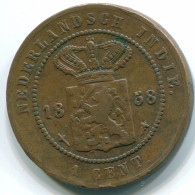 1 CENT 1858 INDES ORIENTALES NÉERLANDAISES INDONÉSIE INDONESIA Copper Colonial Pièce #S10005.F.A - Nederlands-Indië