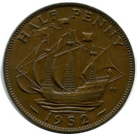 HALF PENNY 1952 UK GREAT BRITAIN Coin #BA983.U.A - C. 1/2 Penny