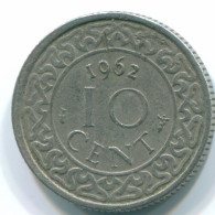 10 CENTS 1962 SURINAM NIEDERLANDE Nickel Koloniale Münze #S13186.D.A - Surinam 1975 - ...