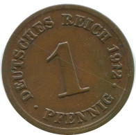1 PFENNIG 1912 D DEUTSCHLAND Münze GERMANY #AE589.D.A - 1 Pfennig