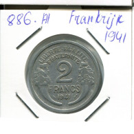 2 FRANCS 1941 FRANKREICH FRANCE Französisch Münze #AN345.D.A - 2 Francs