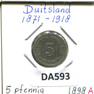 5 PFENNIG 1898 A ALLEMAGNE Pièce GERMANY #DA593.2.F.A - 5 Pfennig