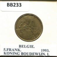 5 FRANCS 1993 DUTCH Text BELGIQUE BELGIUM Pièce #BB233.F.A - 5 Francs
