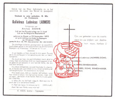 DP Guilielmus Ludovicus Lauwers ° Zemst 1893 † Eppegem 1956 X Anna Doms // Demesmaeker Tiry Nobels - Devotion Images
