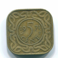 5 CENTS 1971 SURINAM NIEDERLANDE Nickel-Brass Koloniale Münze #S12894.D.A - Suriname 1975 - ...