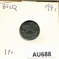 1 FRANC 1991 FRENCH Text BELGIUM Coin #AU688.U.A - 1 Franc