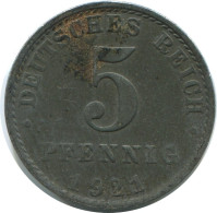 5 PFENNIG 1921 A GERMANY Coin #AE668.U.A - 5 Renten- & 5 Reichspfennig