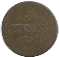 ROSTOCK 3 Pfenninge 1864 B.S. German States #DE10656.16.E.A - Andere & Zonder Classificatie