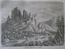 D203463 P372 - Lednicz, LEDNICA Castle - Trencin - Slovakia -  Woodcut From A Hungarian Newspaper  1866 - Prints & Engravings