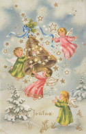 ANGEL CHRISTMAS Holidays Vintage Postcard CPSMPF #PAG847.A - Angeli