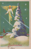 ANGELO Buon Anno Natale Vintage Cartolina CPSMPF #PAG720.A - Angeli