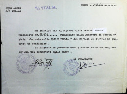 1949 - NAVE ITALIA - DOCUMENTO - S6925 - Zonder Classificatie