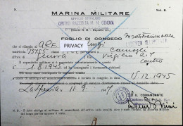 WW2 – 1945 FOGLIO DI CONGEDO LA SPEZIA - S6916 - Documenten