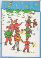 PAPÁ NOEL Feliz Año Navidad GNOMO Vintage Tarjeta Postal CPSM #PAY955.A - Santa Claus