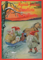 BABBO NATALE Buon Anno Natale GNOME Vintage Cartolina CPSM #PAY676.A - Santa Claus