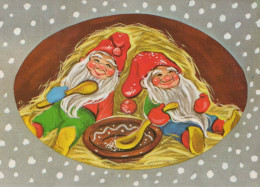 PAPÁ NOEL Feliz Año Navidad GNOMO Vintage Tarjeta Postal CPSM #PAY580.A - Santa Claus