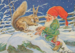 PÈRE NOËL Bonne Année Noël GNOME Vintage Carte Postale CPSM #PAW621.A - Santa Claus