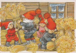 SANTA CLAUS Happy New Year Christmas GNOME Vintage Postcard CPSM #PAW583.A - Santa Claus