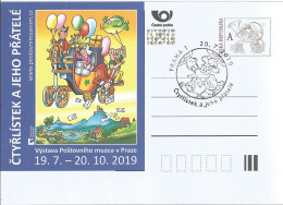 CDV PM 124 Czech Republic Ctyrlistek (Four-Leaf Clover) 50 Years 2019 Cat Pig Hare Dog - Bandes Dessinées