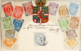 C.P.A. Carte Postale Philatélique Gaufrée Avec Armoiries - Représentation De Timbres Poste Anciens Du DANEMARK - TBE - Timbres (représentations)