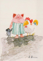 MAIALE Animale Vintage Cartolina CPSM #PBR776.A - Schweine