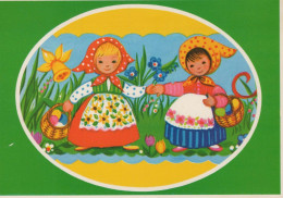 PÂQUES ENFANTS Vintage Carte Postale CPSM #PBO334.A - Pâques