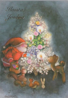 BABBO NATALE Buon Anno Natale GNOME Vintage Cartolina CPSM #PBM166.A - Santa Claus