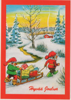 PAPÁ NOEL Feliz Año Navidad GNOMO Vintage Tarjeta Postal CPSM #PBM165.A - Santa Claus