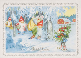 SANTA CLAUS Happy New Year Christmas GNOME Vintage Postcard CPSM #PBM104.A - Santa Claus