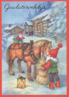 BABBO NATALE Buon Anno Natale GNOME Vintage Cartolina CPSM #PBL965.A - Santa Claus