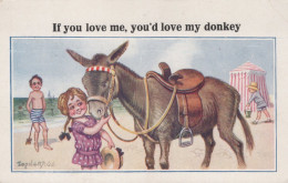 DONKEY Animals Children Vintage Antique Old CPA Postcard #PAA123.A - Donkeys