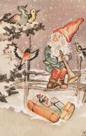 SANTA CLAUS Happy New Year Christmas GNOME Vintage Postcard CPSMPF #PKD950.A - Santa Claus