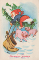 WEIHNACHTSMANN SANTA CLAUS Neujahr Weihnachten GNOME Vintage Ansichtskarte Postkarte CPSMPF #PKD859.A - Kerstman