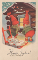 PÈRE NOËL Bonne Année Noël GNOME Vintage Carte Postale CPSMPF #PKD403.A - Kerstman